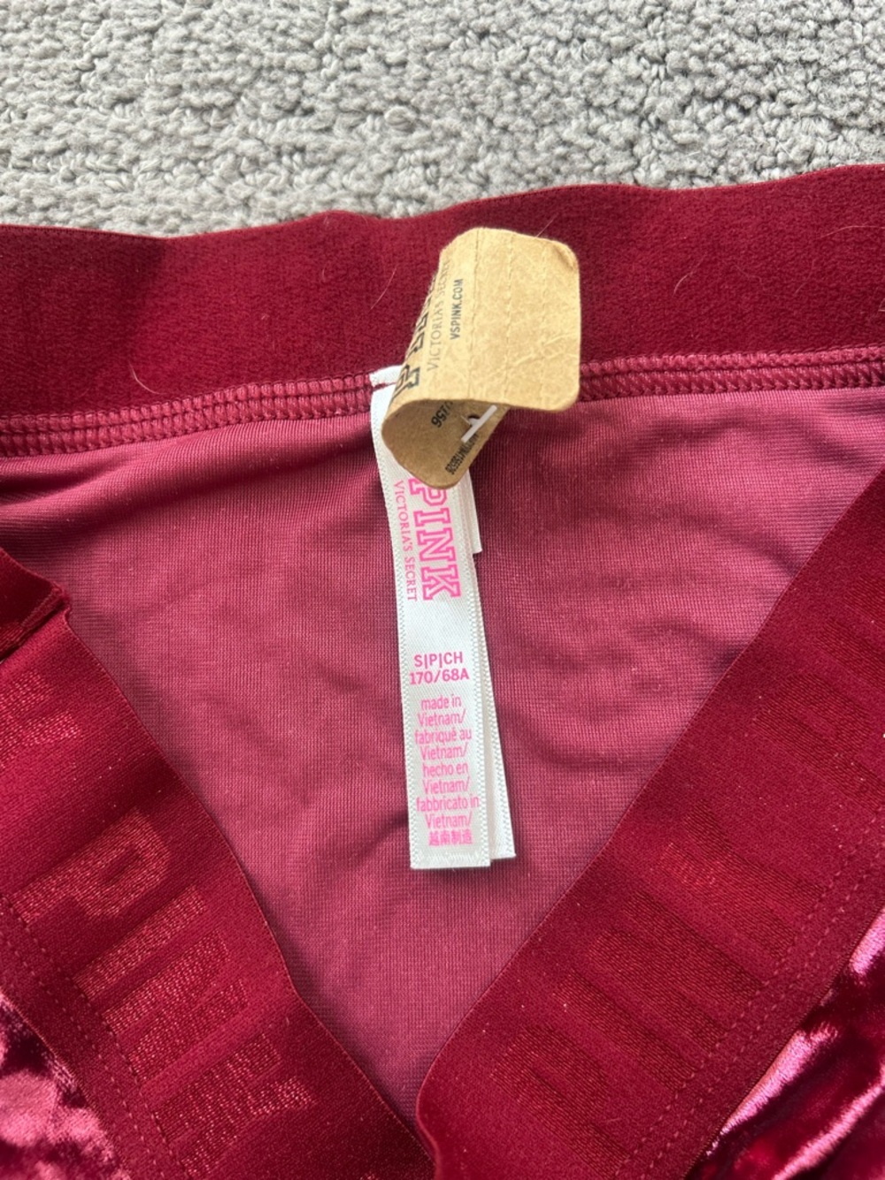Victoria's Secret PINK Crushed Velvet Boyshorts Maroon Cranberry NWT | Size S - Picture 5 of 7